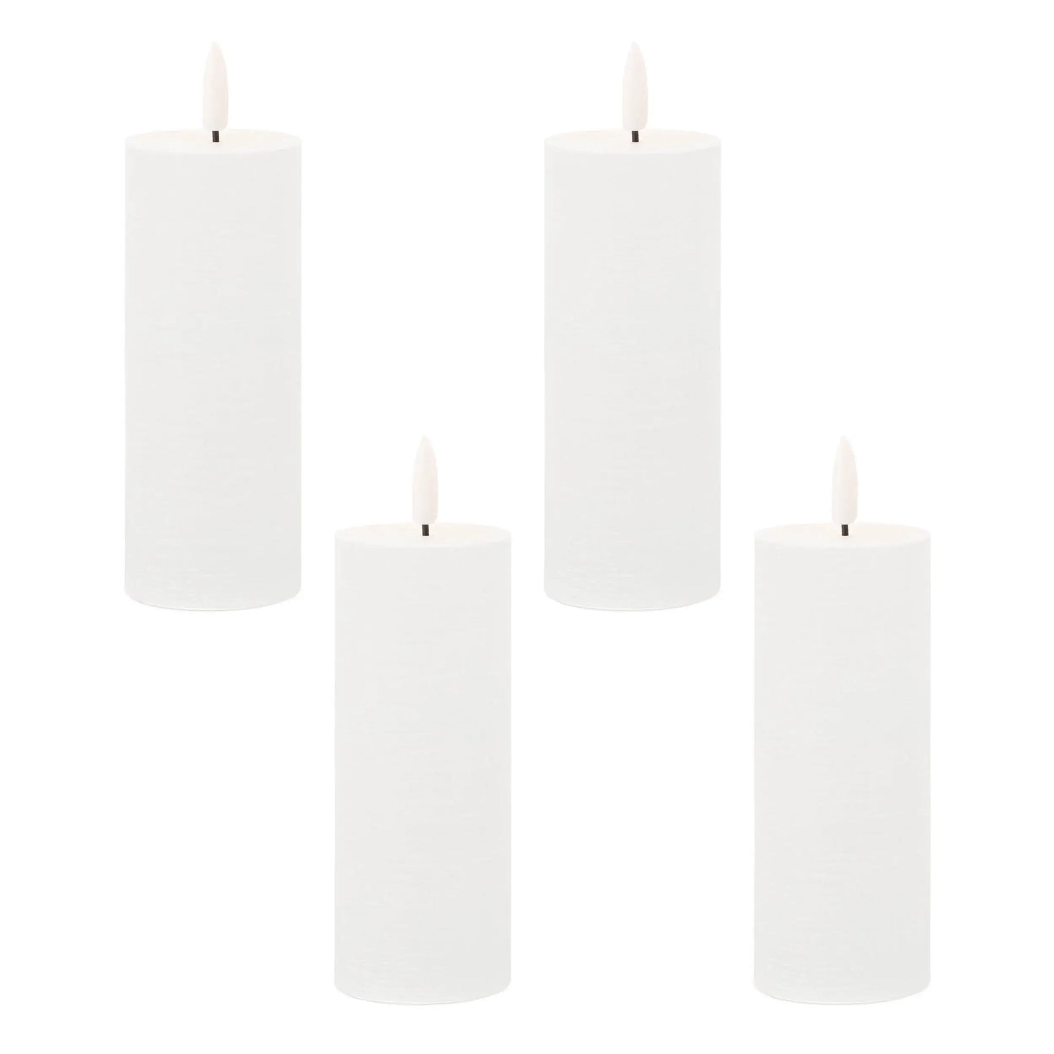 Set of Four White Unscented Candle Flameless Pillar Candles - Homeroots - Flyclothing LLC