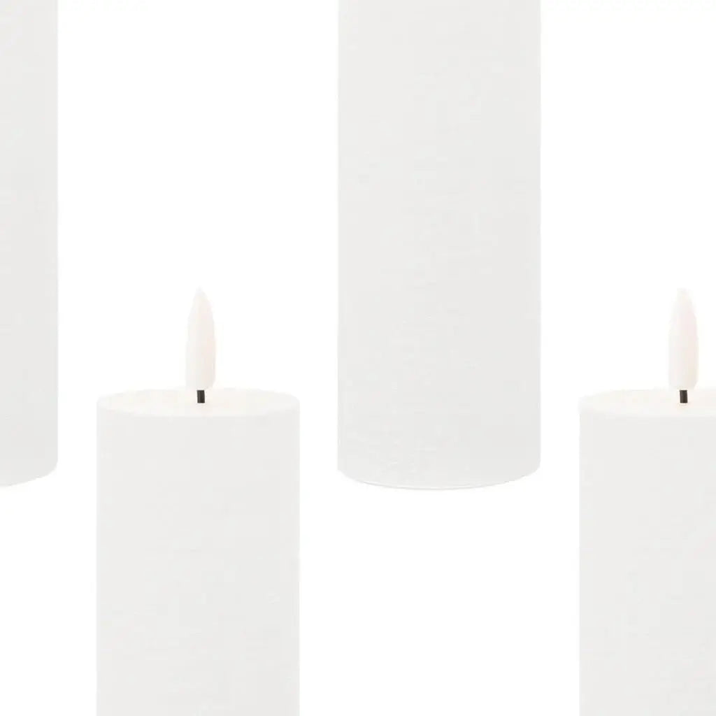 Set of Four White Unscented Candle Flameless Pillar Candles - Homeroots - Flyclothing LLC