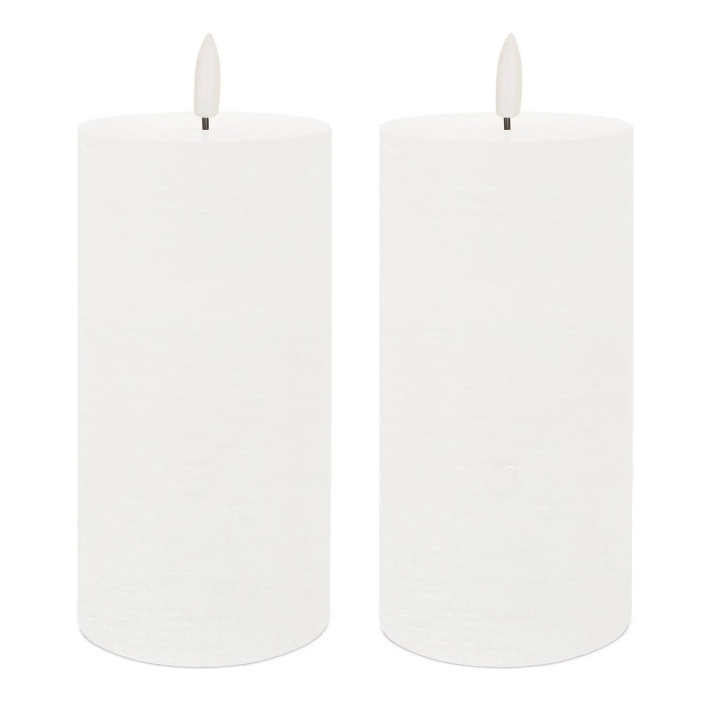 Set of Two White Unscented Candle Flameless Pillar Candles - Homeroots - Flyclothing LLC