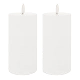 Set of Two White Unscented Candle Flameless Pillar Candles - Homeroots - Flyclothing LLC