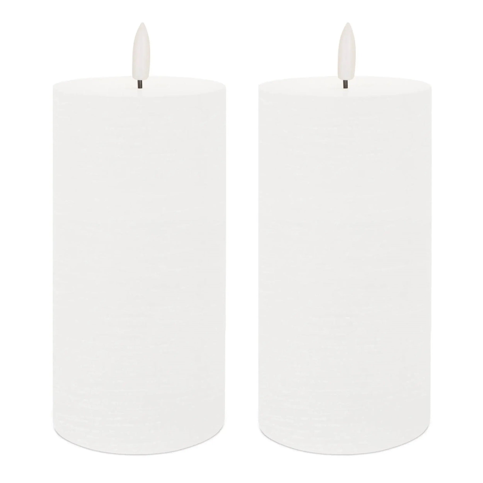 Set of Two White Unscented Candle Flameless Pillar Candles - Homeroots - Flyclothing LLC