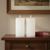 Set of Two White Unscented Candle Flameless Pillar Candles - Homeroots - Flyclothing LLC
