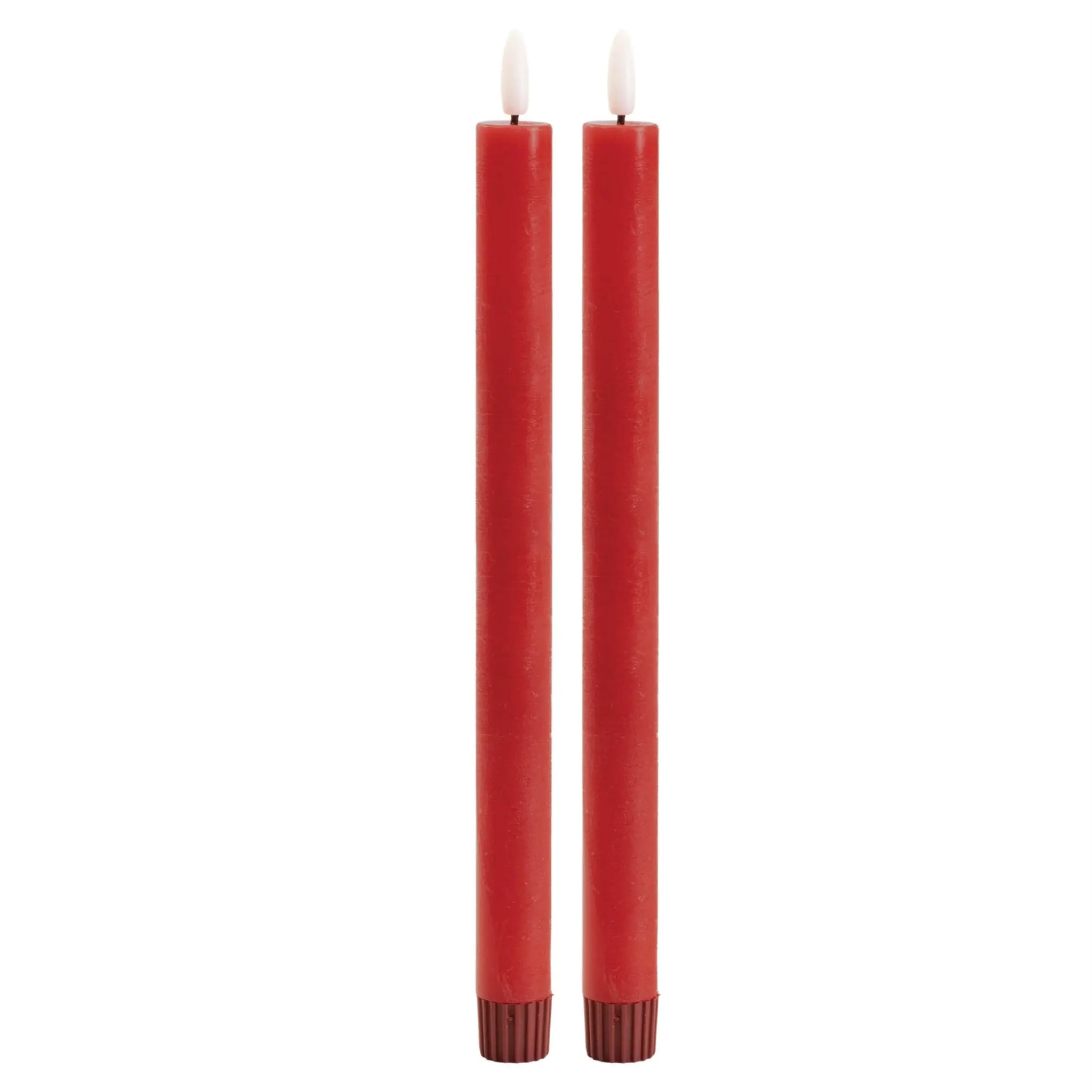 Set of Two Red Unscented Candle Flameless Taper Candles - Homeroots - Flyclothing LLC