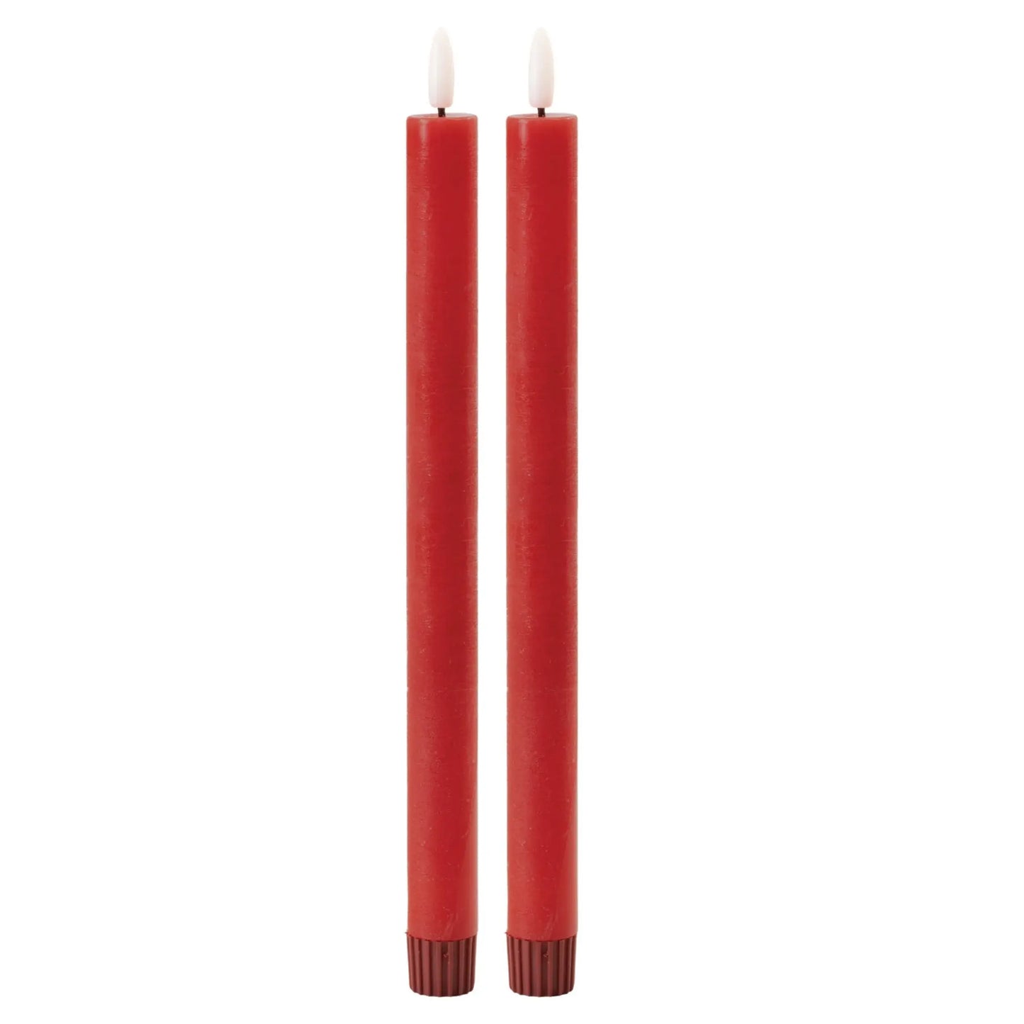 Set of Two Red Unscented Candle Flameless Taper Candles - Homeroots - Flyclothing LLC