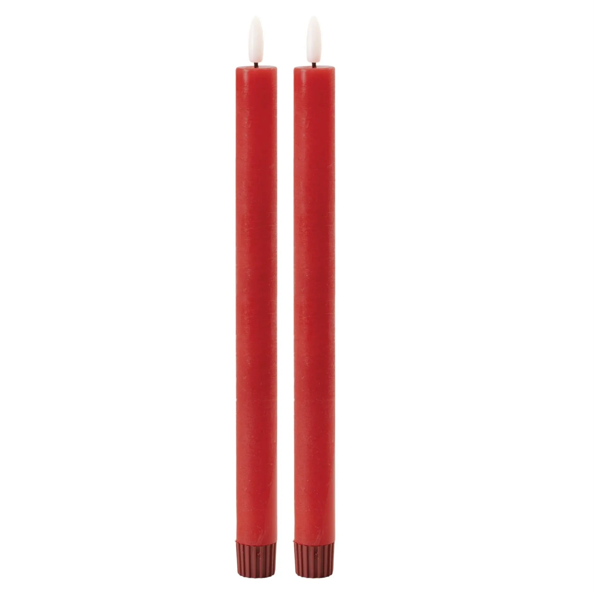Set of Two Red Unscented Candle Flameless Taper Candles - Homeroots - Flyclothing LLC