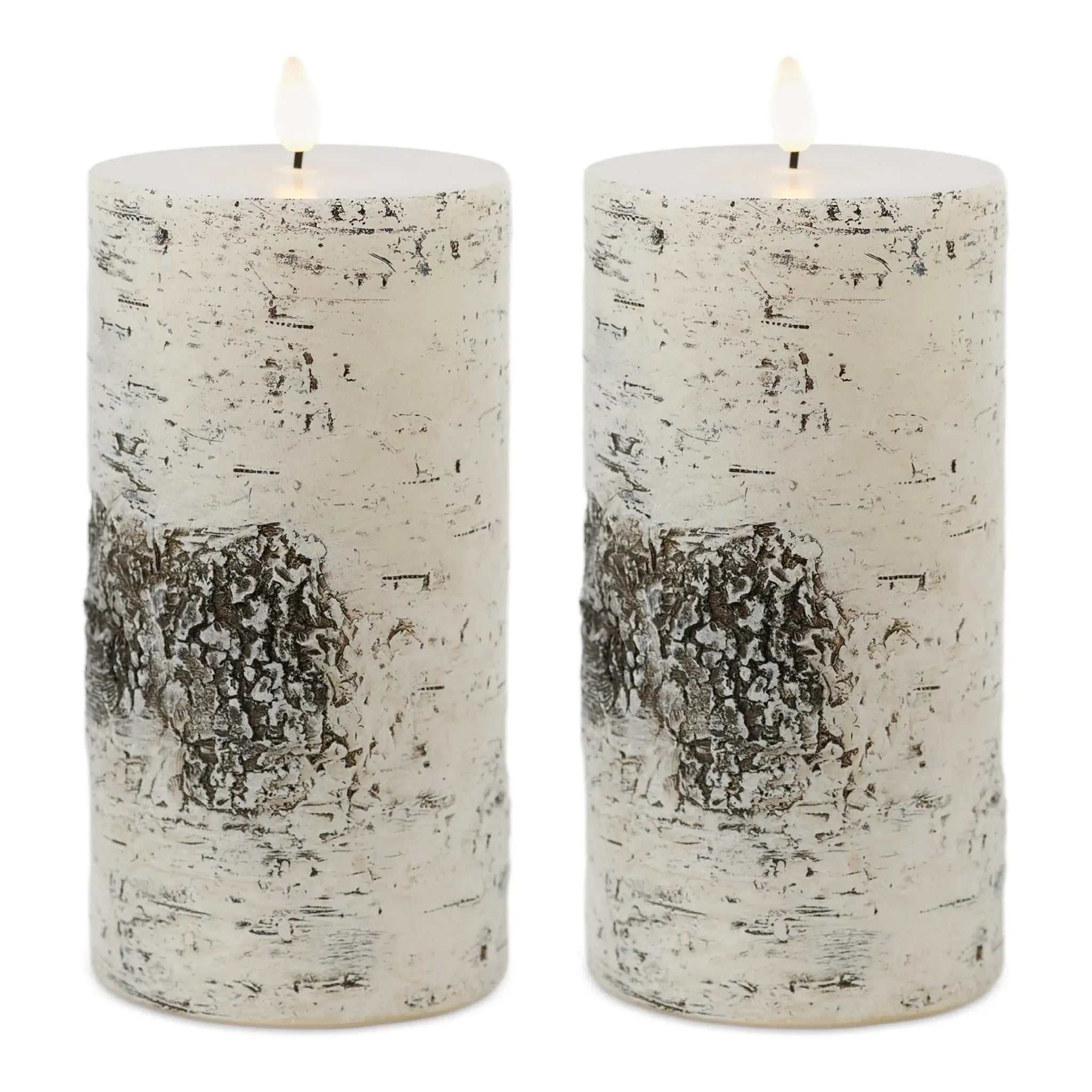 Set of Two Brown And Off White Unscented Candle Flameless Pillar Candles - Homeroots - Flyclothing LLC