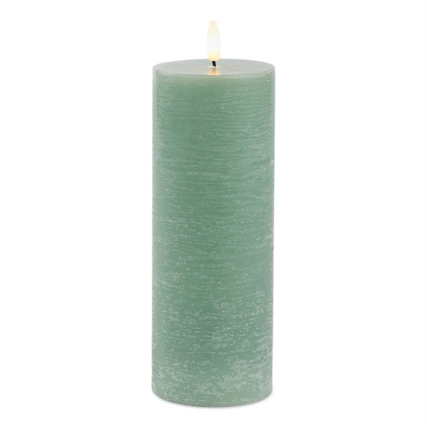 Set of Two Green Unscented Candle Flameless Pillar Candles - Homeroots - Flyclothing LLC