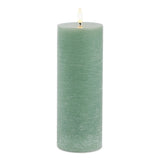 Set of Two Green Unscented Candle Flameless Pillar Candles - Homeroots - Flyclothing LLC