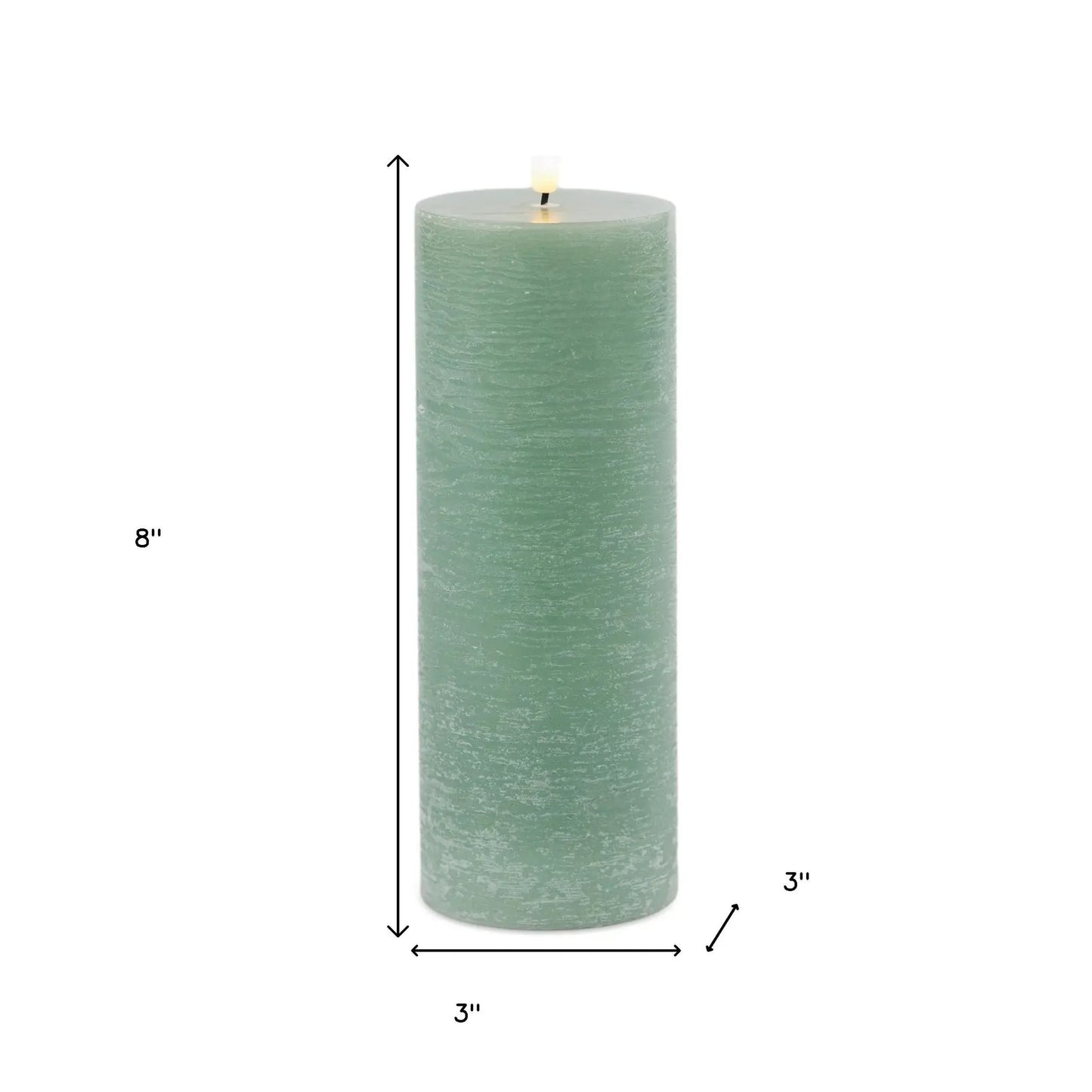 Set of Two Green Unscented Candle Flameless Pillar Candles - Homeroots - Flyclothing LLC