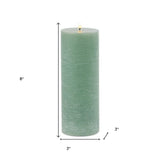 Set of Two Green Unscented Candle Flameless Pillar Candles - Homeroots - Flyclothing LLC