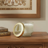 4" White Currant Scented Two Wick Candle In Clear And Gold Glass Holder - Homeroots - Flyclothing LLC