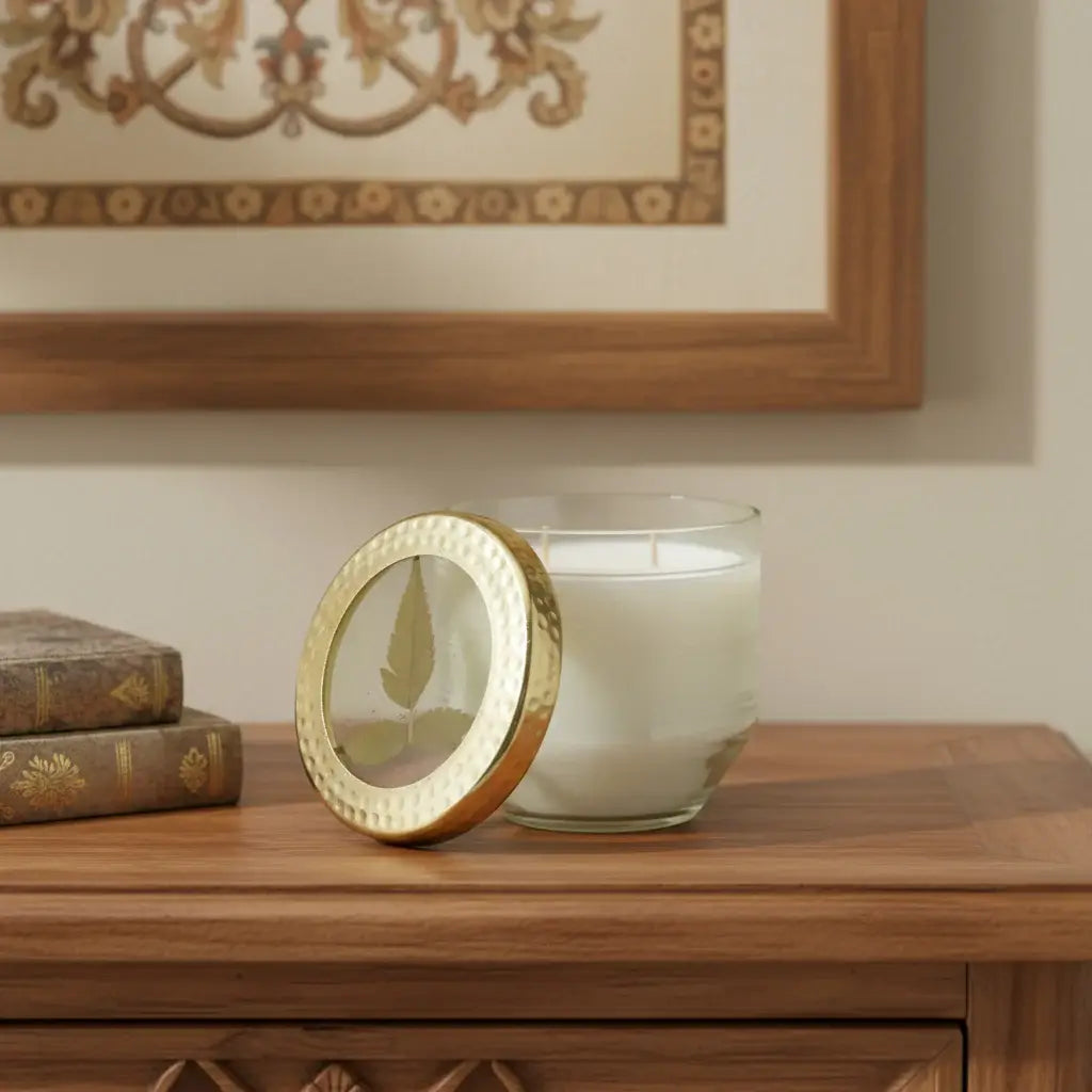 4" White Currant Scented Two Wick Candle In Clear And Gold Glass Holder - Homeroots - Flyclothing LLC