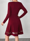 Square Neck Long Sleeve Mini Dress - Trendsi