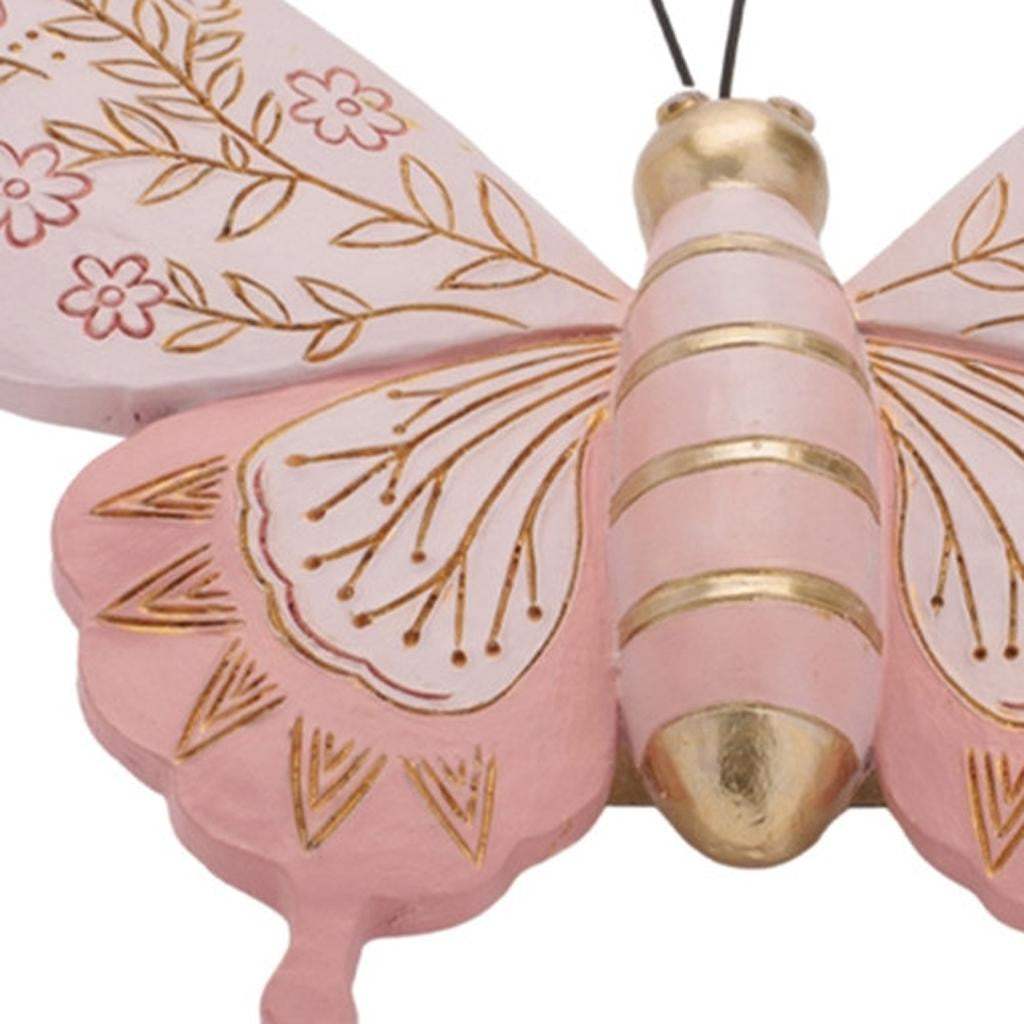 Set of Four Pink And Green Polyresin Butterfly And Dragonfly Figurines - HomeRoots - Flyclothing LLC