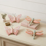 Set of Four Pink And Green Polyresin Butterfly And Dragonfly Figurines - HomeRoots - Flyclothing LLC