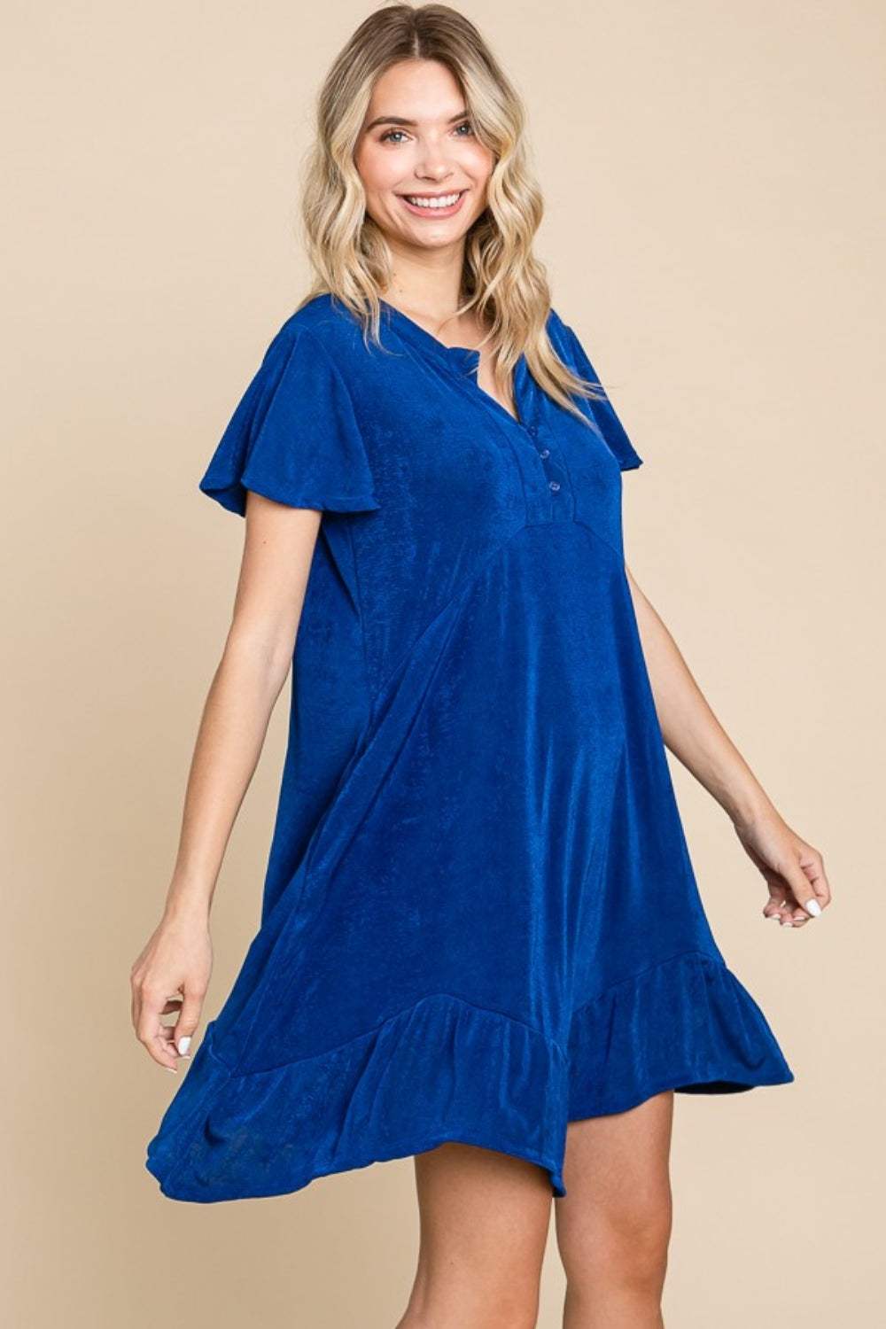 Culture Code Full Size Short Sleeve Ruffled Asymmetric Hem Dress - Trendsi - Flyclothing LLC