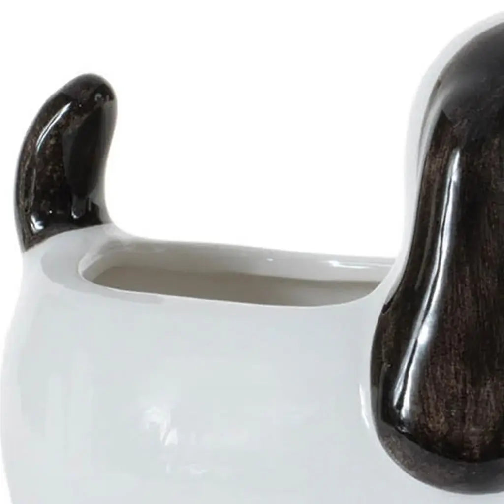 Set of Four Black And White Polyresin Dog Planters - Homeroots - Flyclothing LLC
