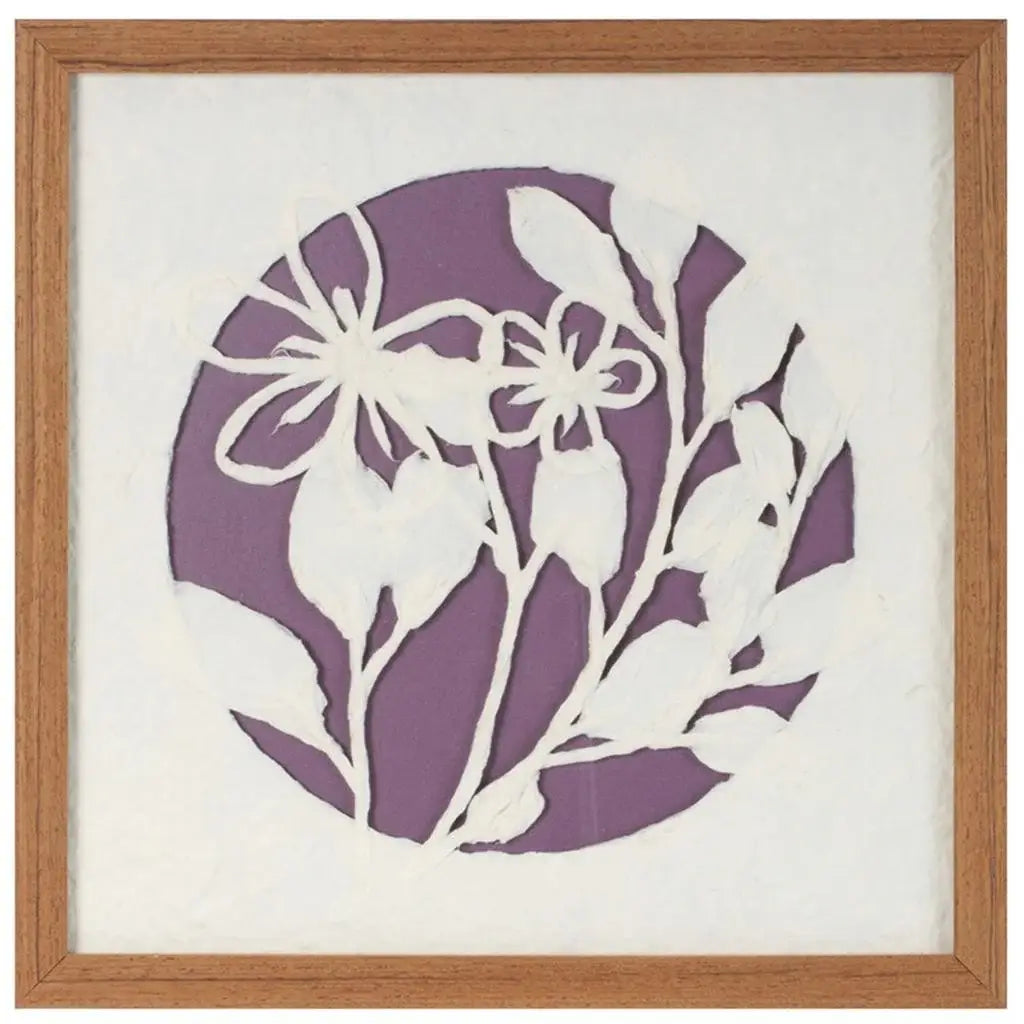 Set Of Two Purple And White Floral Brown Framed Wall Art - Homeroots - Flyclothing LLC