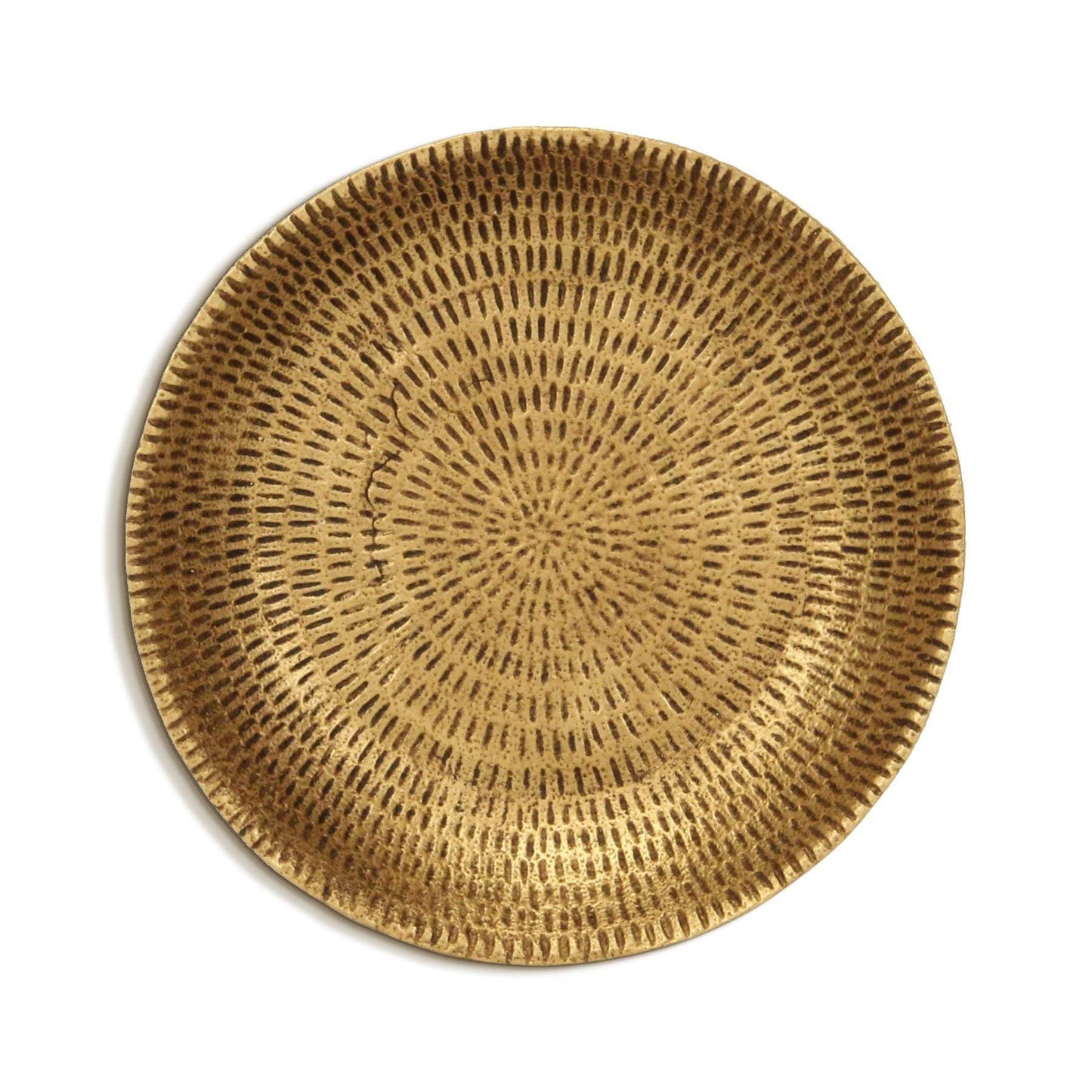 10" Gold Cast Iron Hammered Handmade Round Trinket Tray - HomeRoots - Flyclothing LLC