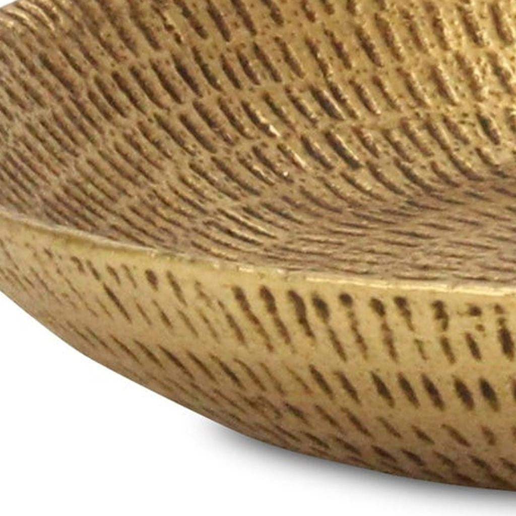 10" Gold Cast Iron Hammered Handmade Round Trinket Tray - HomeRoots - Flyclothing LLC
