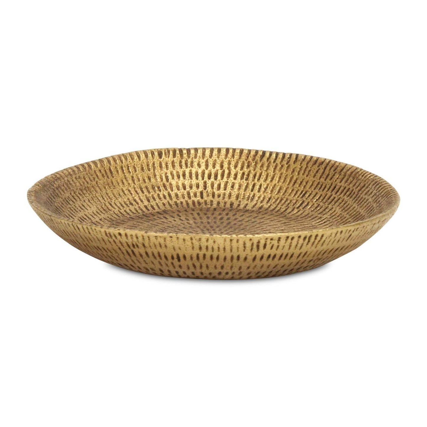 10" Gold Cast Iron Hammered Handmade Round Trinket Tray - HomeRoots - Flyclothing LLC