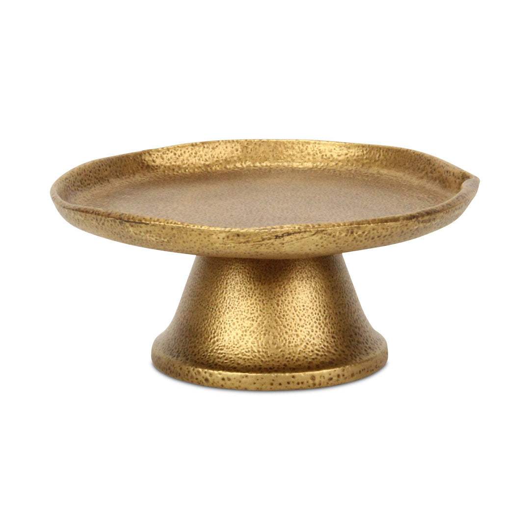 8" Antiqued Gold Cast Iron Hammered Round Riser Tray - HomeRoots - Flyclothing LLC