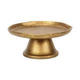 8" Antiqued Gold Cast Iron Hammered Round Riser Tray - HomeRoots - Flyclothing LLC
