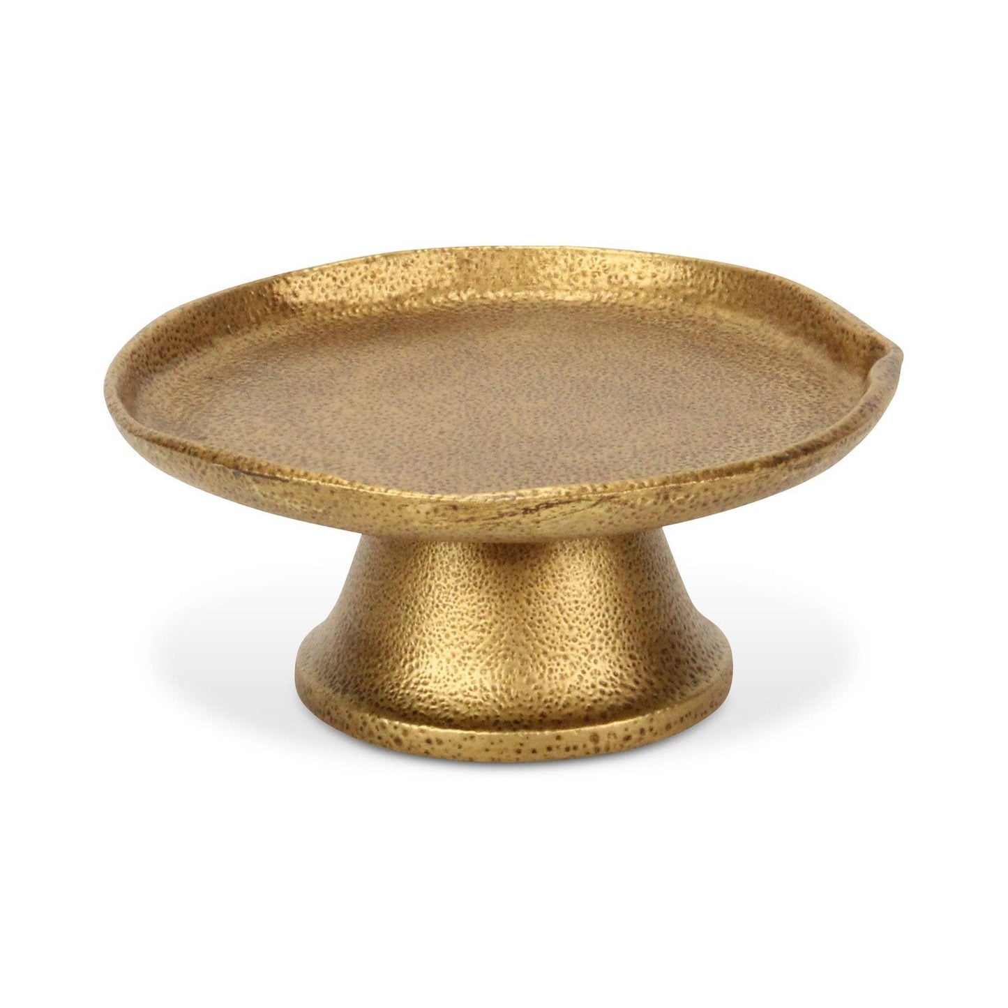 8" Antiqued Gold Cast Iron Hammered Round Riser Tray - HomeRoots - Flyclothing LLC