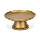 8" Antiqued Gold Cast Iron Hammered Round Riser Tray - HomeRoots - Flyclothing LLC