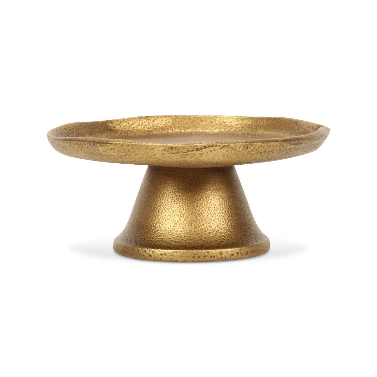 8" Antiqued Gold Cast Iron Hammered Round Riser Tray - HomeRoots - Flyclothing LLC