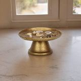 8" Antiqued Gold Cast Iron Hammered Round Riser Tray - HomeRoots - Flyclothing LLC