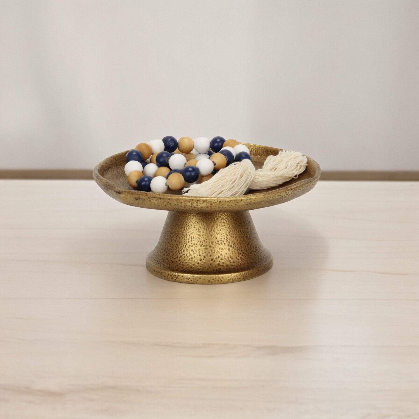 8" Antiqued Gold Cast Iron Hammered Round Riser Tray - HomeRoots - Flyclothing LLC