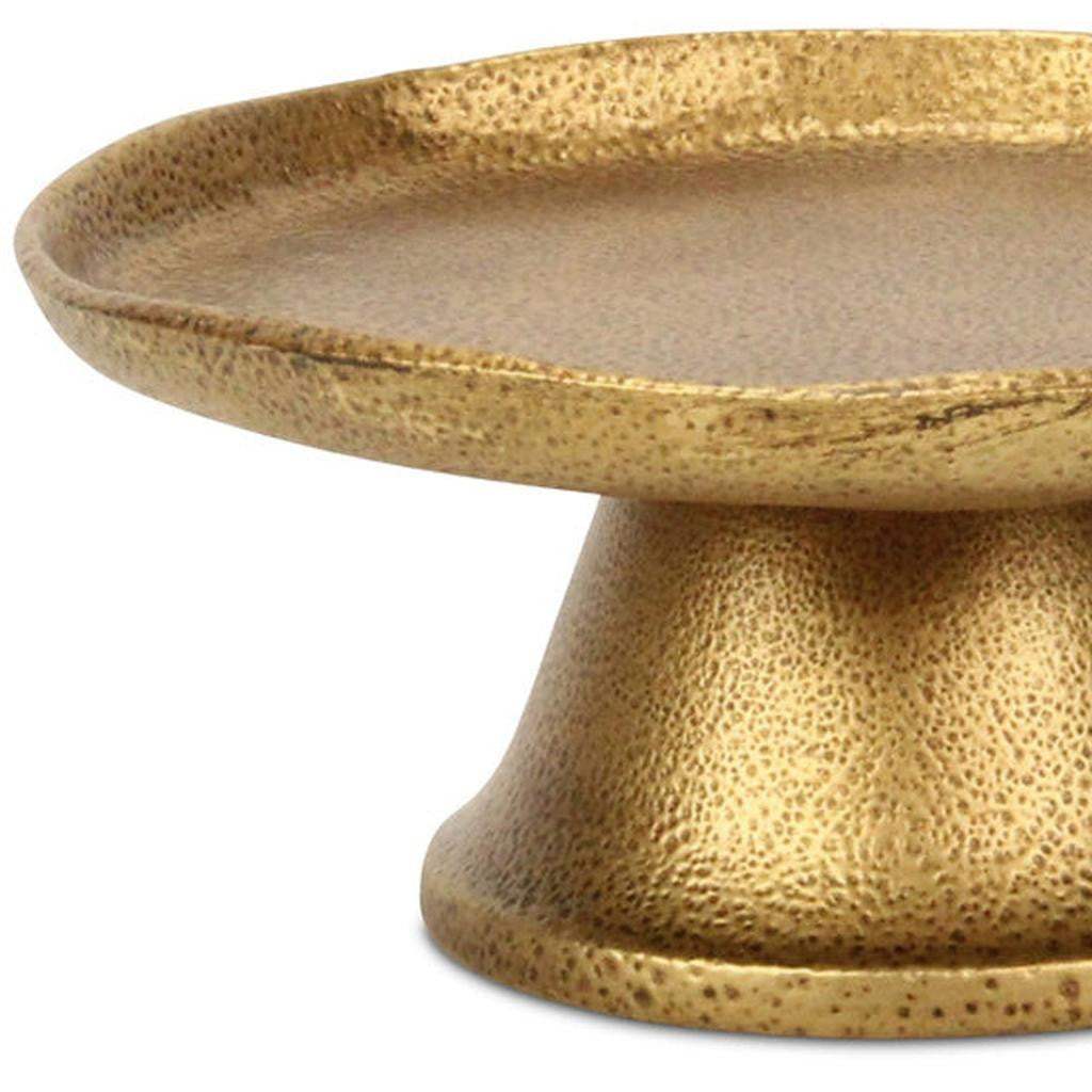 8" Antiqued Gold Cast Iron Hammered Round Riser Tray - HomeRoots - Flyclothing LLC