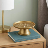 8" Antiqued Gold Cast Iron Hammered Round Riser Tray - HomeRoots - Flyclothing LLC