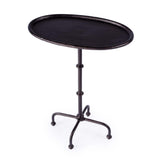 20" Black Aluminum Oval Outdoor Pedestal Side Table - HomeRoots - Flyclothing LLC