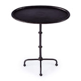 20" Black Aluminum Oval Outdoor Pedestal Side Table - HomeRoots - Flyclothing LLC