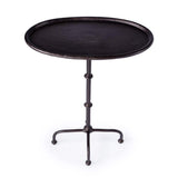 20" Black Aluminum Oval Outdoor Pedestal Side Table - HomeRoots - Flyclothing LLC
