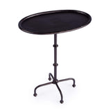 20" Black Aluminum Oval Outdoor Pedestal Side Table - HomeRoots - Flyclothing LLC