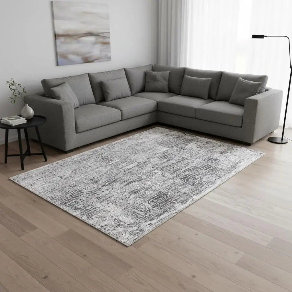 9' X 12' Gray And Blue Abstract Area Rug - Homeroots - Flyclothing LLC