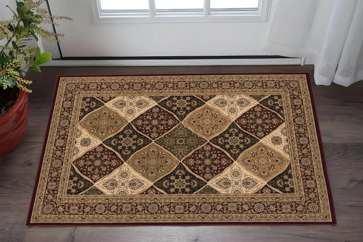 2' X 5' Red And Black Moroccan Area Rug - Homeroots - Flyclothing LLC