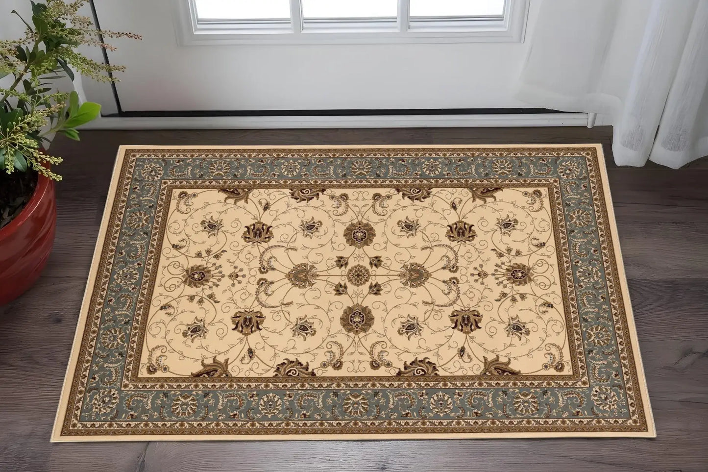 2' X 4' Black And Beige Oriental Area Rug - Homeroots - Flyclothing LLC