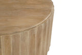 36" Brown Solid Wood Round Drum Coffee Table - Homeroots - Flyclothing LLC