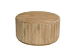 Two Piece Natural Solid Wood Round Drum Coffee And End Table Set - Homeroots - Flyclothing LLC