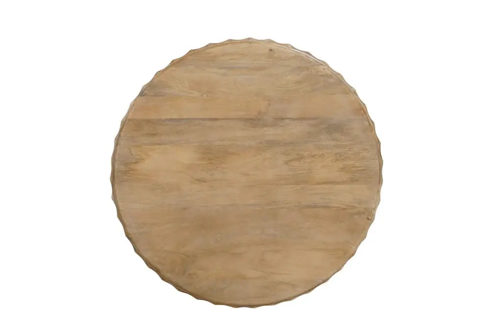 Two Piece Natural Solid Wood Round Drum Coffee And End Table Set - Homeroots - Flyclothing LLC