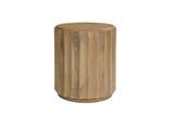Two Piece Natural Solid Wood Round Drum Coffee And End Table Set - Homeroots - Flyclothing LLC