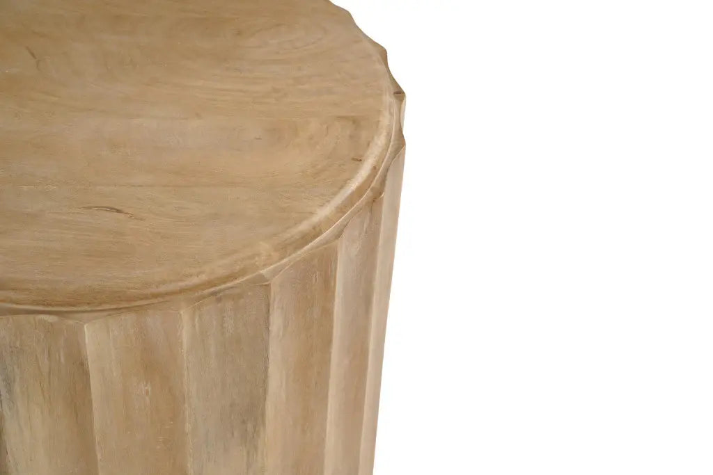 23" Brown Solid Wood Round Block End Table - Homeroots - Flyclothing LLC