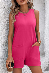 Round Neck Sleeveless Front Pocket Romper - Trendsi - Flyclothing LLC