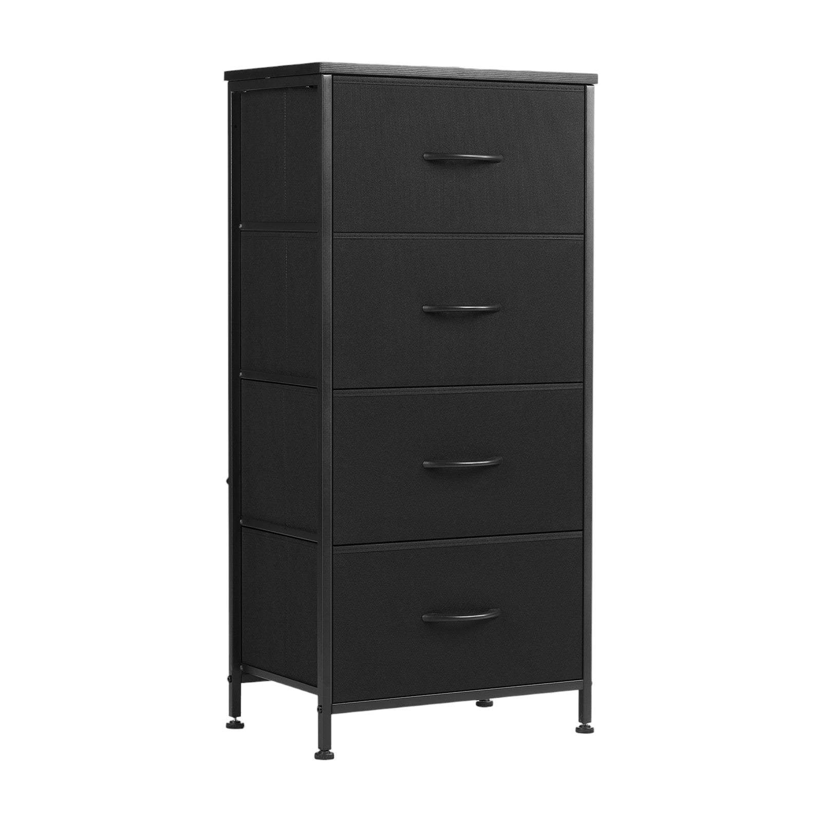 18" Black Fabric Wood and Metal Four Drawer Lingerie Chest - HomeRoots - Flyclothing LLC