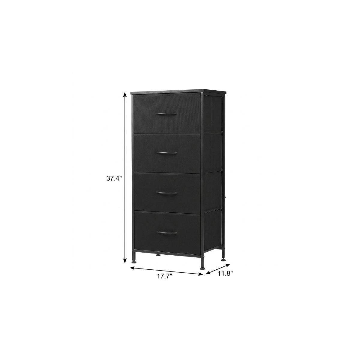 18" Black Fabric Wood and Metal Four Drawer Lingerie Chest - HomeRoots - Flyclothing LLC