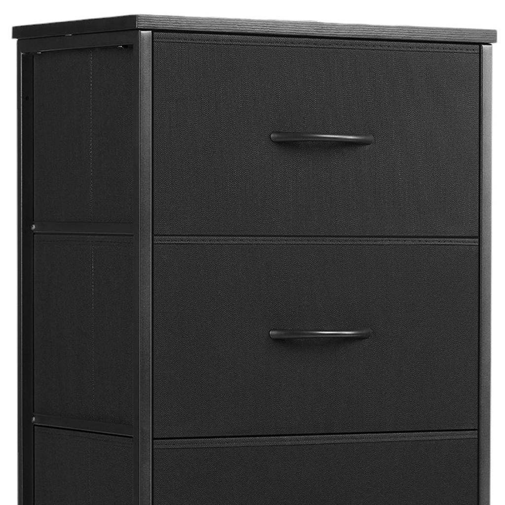18" Black Fabric Wood and Metal Four Drawer Lingerie Chest - HomeRoots - Flyclothing LLC